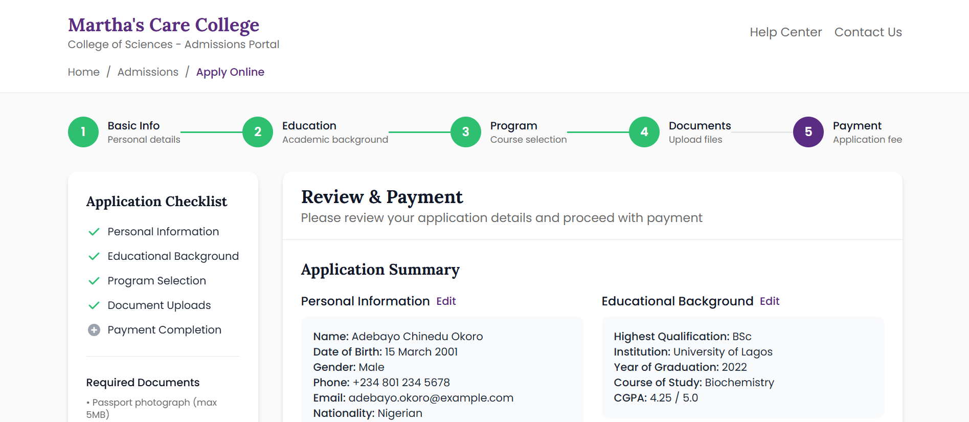 Payment Portal Mockup